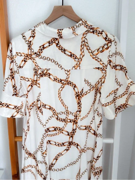 Anthropologie Maeve Chain Printed Short Sleeve Shirt Maxi Dress NWT - Picture 8 of 15